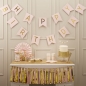 Preview: Girlande Happy Birthday Pastel Perfection - gold/rosa