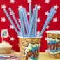 Preview: Strohhalme Superhero - blau Chevron