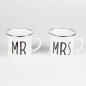 Preview: Tassen Set Mr & Mrs Emaille - schwarz/weiß