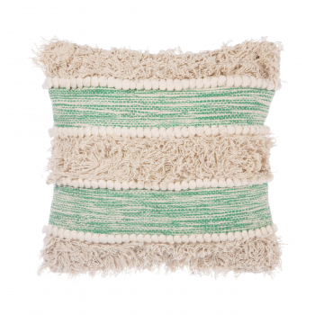Kissen Scandi Boho Streifen - grün/beige