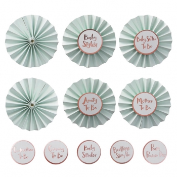 Babyparty Abzeichen Set Hello World - roségold/mint