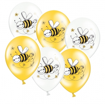 Ballons 6er Pack Bienen - schwarz/gelb/weiß