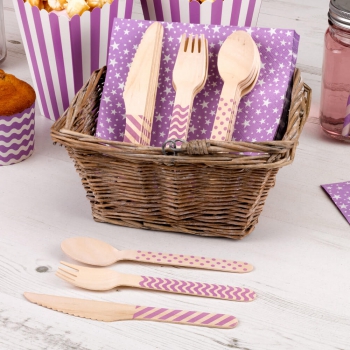 Holzbesteck 24er Set - lila