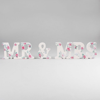 Buchstaben Mr & Mrs Flower Print - pink/rosa