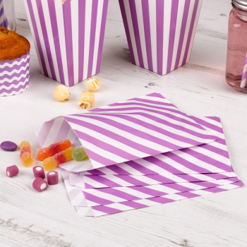Candy Bags Streifen - lila/weiß