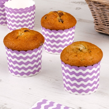 Cupcake Förmchen Wellen - lila/weiß