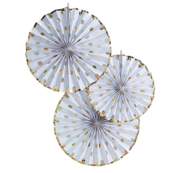 Gold Foiled Polka Dot Paper Fan Decorations - Pick and Mix