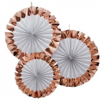 Dekofächer 3er Set - roségold/weiß