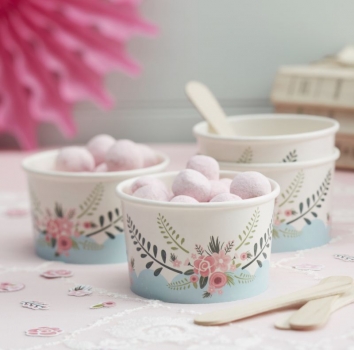 Eisbecher mit Holzlöffeln Fancy Flowers