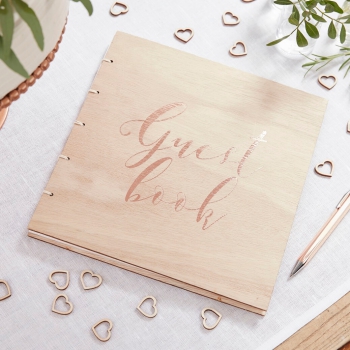 Gästebuch Holz Beautiful Botanics - roségold