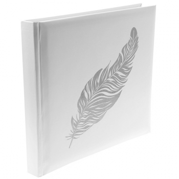 Gästebuch - Glitzernde Feder - weiß