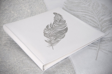 Gästebuch - Glitzernde Feder - weiß