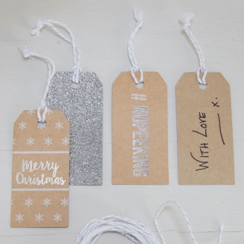 Geschenkanhänger 9er Set Weihnachten - silber/braun