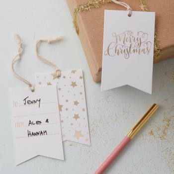Geschenkanhänger 8er Set Weihnachten Metallic - gold