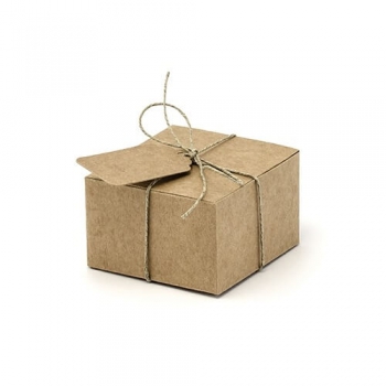 Geschenkbox mit Schleife und Anhänger 10er Set - kraft