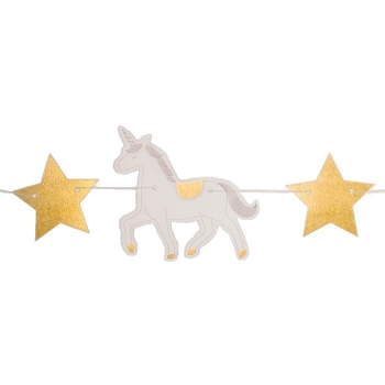 Girlande Einhorn und Sterne - weiß/gold