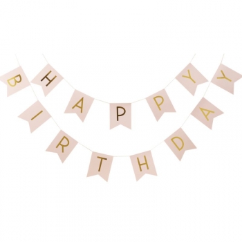 Girlande Happy Birthday Pastel Perfection - gold/rosa