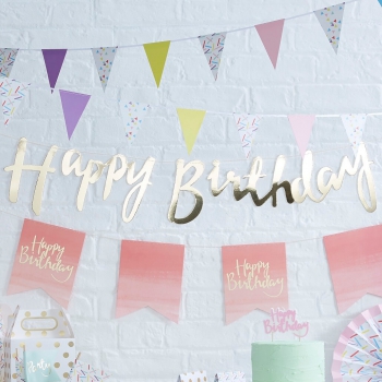 Girlande Happy Birthday Pick And Mix - Gold