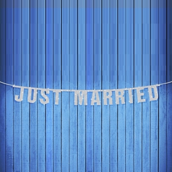 "Just Married" banner, silver, 16 x 170 cm, 1 pc