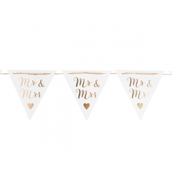 Girlande Mr & Mrs Herz - gold