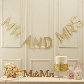 Girlande Mr & Mrs Pastel Perfection - gold