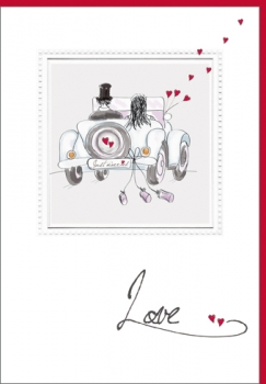 Grußkarte - Love/Auto - rot/weiß