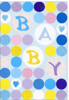 Grußkarte - Baby - gepunktet/blau