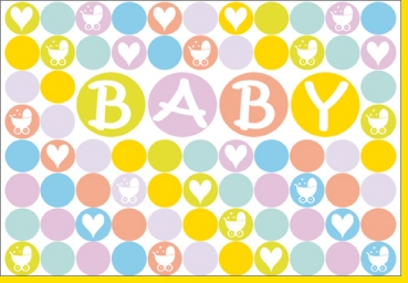 Grußkarte - Baby - gepunktet/gelb