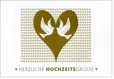 Grußkarte - Herzliche Hochzeitsgrüsse - weiß/gold