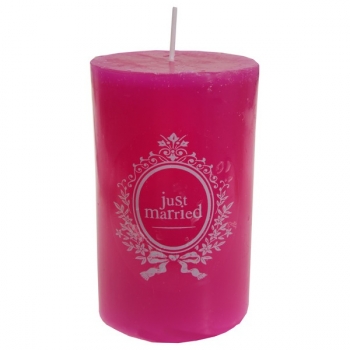 Hochzeitskerze Just Married pink