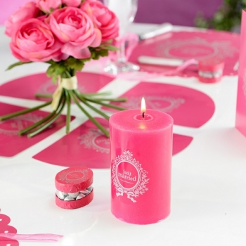 Hochzeitskerze Just Married pink