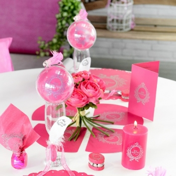 Hochzeitskerze Just Married pink