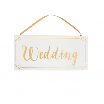 Hochzeitsschild Wedding - gold/weiß