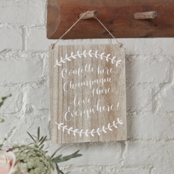 Holzschild Confetti, Champagne, Love - Boho