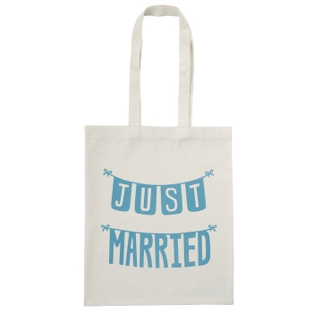 Jutebeutel - Just Married - türkis