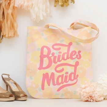 Jutebeutel - Bridesmaid - floral rosa
