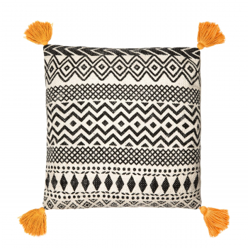 Kissen Boho Geomuster - schwarz/weiß
