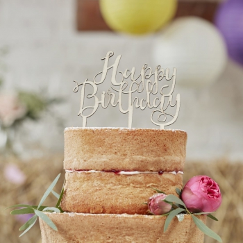 Kuchentopper Happy Birthday Holz Boho