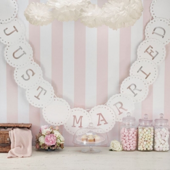 Papiergirlande Just Married - Vintage ivory