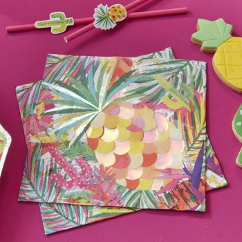 Papierservietten Ananas Hot Summer - Bunt/Irisierend