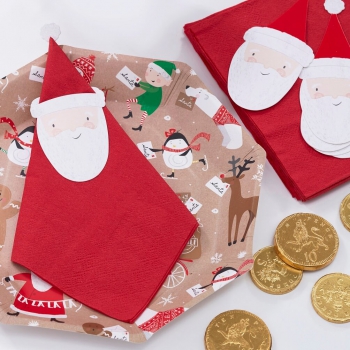 Papierservietten Weihnachtsmann - rot/weiß