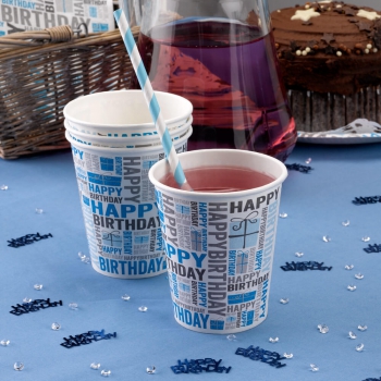 Party Becher Happy Birthday - blau