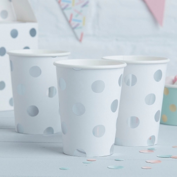 Party Becher Pick And Mix Punkte - silber/weiß