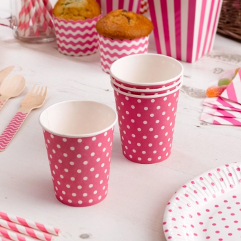 Party Becher Punkte - weiß/pink