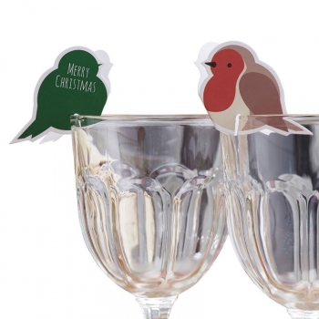 Platzkarten fürs Glas Rotkehlchen Merry Christmas