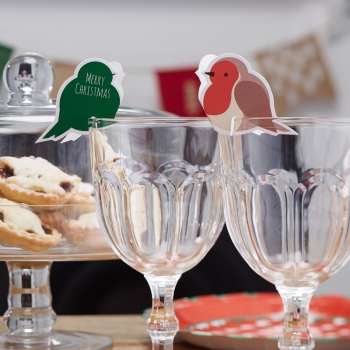 Platzkarten fürs Glas Rotkehlchen Merry Christmas