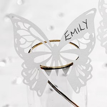 Platzkarten fürs Glas - Schmetterling Laser Cut - weiß