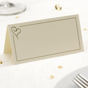 Platzkarten 50er Set - Herzen modern - gold/ivory