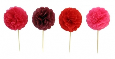 PomPom Cupcake Topper 6er - very berry