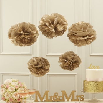 PomPom 5er Set - gold